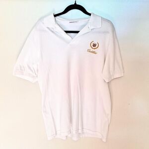 Vintage 90s Cadillac Emblem Car Embroidered Polo White T-Shirt Men’s Size Medium